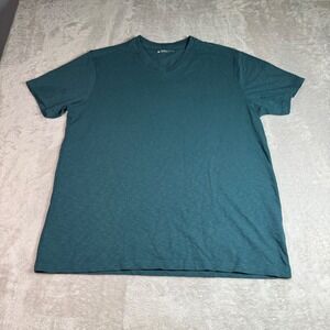 NWOT American Giant Mens Premium Slub V-Neck T-Shirt L Teal Made in USA Cotton